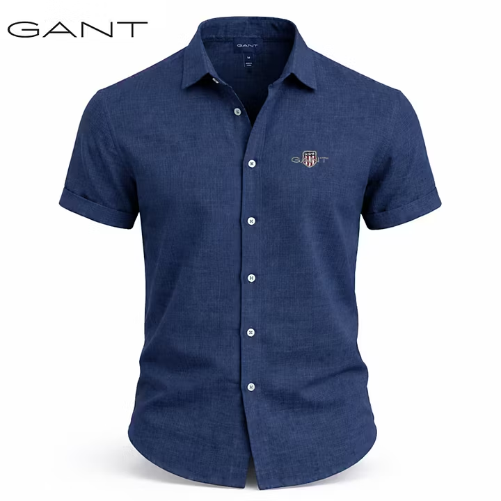 Ανδρικό κοντομάνικο πουκάμισο GANT® από βαμβάκι και λινό